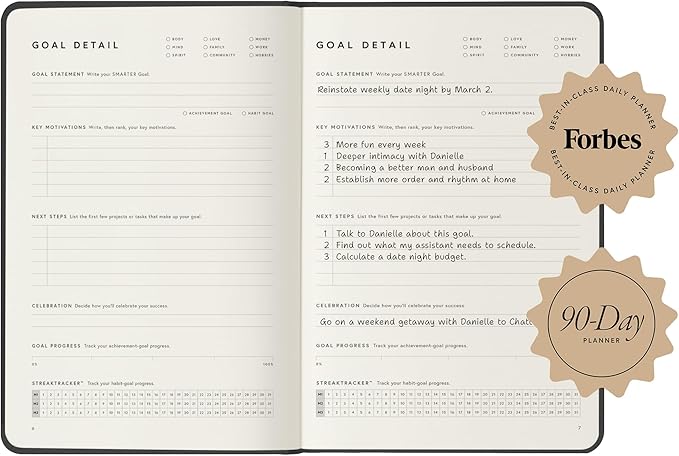Full Focus French Blue Vegan Leather Planner by Michael Hyatt - The #1 Daily Planner to Set Annual Goals, Increase Focus, Eliminate Overwhelm, and Achieve Your Biggest Goals - Hardcover