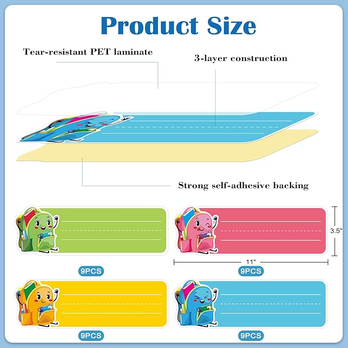 PETCEE Name Plates for Classroom Student Desks - 36Pcs Personalized Schoolbag Desk Name Tags Stickers Self Adhesive Names Labels for Kindergarten Preschool Elementary Back to School Teaching Supplies