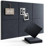 Fluxynara Felt Bulletin Board Tiles -28"x18" Cork Board Alternative for Office Decor, Push Pin Board Wall Organizer 6-Pack - Deep Charcoal Blue