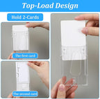 25 Pack Vertical 2-Card Badge Holder, Heavy Duty Hard Plastic ID Card Holder with Thumb Slot, Clear PC Protector Sleeve for Office, School, Credit Cards & Driver's Licenses
