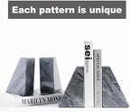 Karibiber Marble Bookends for Heavy Books, Decorative Book Ends for Shelves, Unique and Heavy-Duty Book Ends for Hardback Book & CDS, Stone Book Stopper, Modern Book Holder, Monte Grigi, Set of 2
