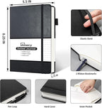 Annecy Numbered Bullet Dotted Journal Notebook, Medium 5.5x 8.25, 160 Pages 100GSM Writing Paper, A5 Black Faux Leather Cover with Pen Loop