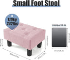 BRIAN & DANY Small Foot Stool, Linen Foot Stools with Legs, Stable Small Footstool for Living Room, Pink