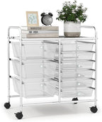 LDAILY 9 Drawer Rolling Storage Cart, Rolling Cart with Drawers for Classroom, Art Supply Craft Organizer on Wheel with Metal Frame & Handles for Home Office School