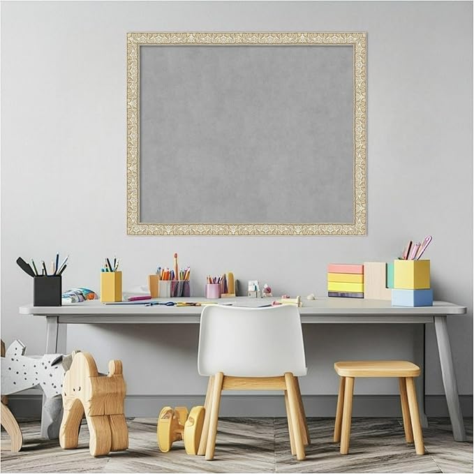 Amanti Art Silver Framed Magnetic Board 22x26 Medium Vision Board for use with Magnets, 100% Metal Sheet to Display Items as Office Decor or for Home Organization in mudroom, Kitchen or Kids Room