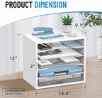 SHARKWOODS 5-Tier Wood Desk Organizer, Paper Tray Organizer for Desk with Adjustable Storage Shelves, Desktop File Organization Paper Sorter Mail Holder for Office Home Classroom, White