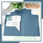 Henoyso 36 Pcs Plastic Folders with Clear Front Pockets Heavy Duty File Folders with 2 Pockets and Card Slot for Student Communication School Office Presentation Report (Blue Gray)