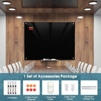 MaxGear Glass Whiteboard Wall Mounted, Frameless Magnetic Dry Erase Board, Tempered Glass, Steel-Backed, Non-Porous Smooth Surface, Floating Design, Accessories Included, for Office Home Classroom