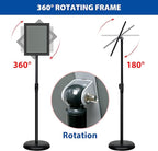 VAIIGO 2Pack 8.5x11 Inch Adjustable Pedestal Poster Sign Stand, Heavy Duty Floor Standing Sign Holder Stand Aluminum Snap Open Frame for Vertical and Horizontal View Sign Displayed(Black)