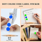PARLAIM 2 Rolls 2000PCS 3/4" Round Circle Color-Code Dot Stickers,2 Color Style Colorful Coding Label Sticker for Home Office Classroom(Fluorescent Green+Blue)