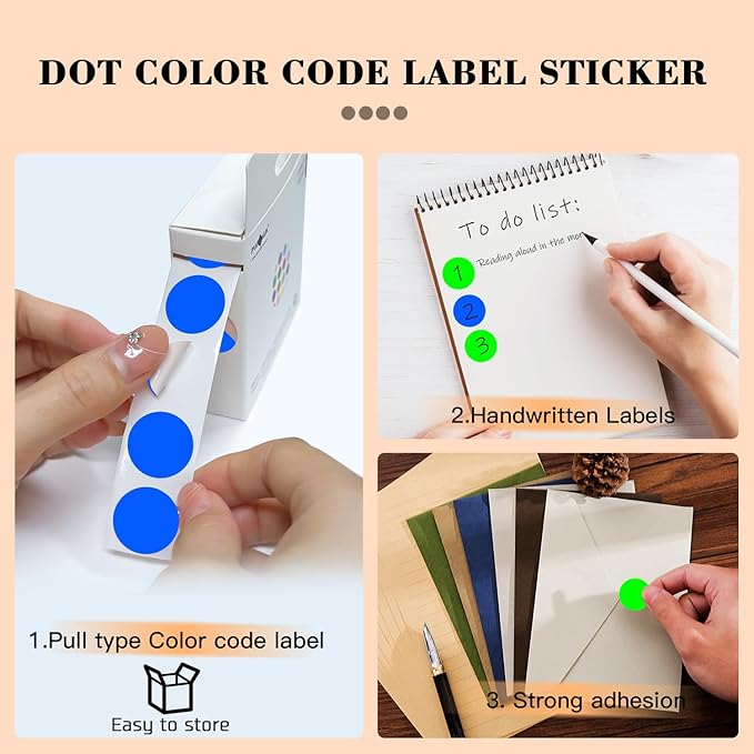 PARLAIM 2 Rolls 2000PCS 3/4" Round Circle Color-Code Dot Stickers,2 Color Style Colorful Coding Label Sticker for Home Office Classroom(Fluorescent Green+Blue)