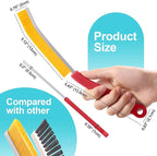 JOYMOOP 4 Pack Crevice Cleaning Brush, Red Hard Bristle Grout Brush, House Cleaning Supplies, Magnetic Gap Cleaning Brush for Kitchen, Bathroom, Window, Toilet, Multifunctional Cleaning Tools