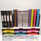 Desktop Organizer 12 Letter Tray Sorter Plus Riser Storage Base & 3 Storage Drawers - Ultimate Office TierDrop Desktop Organizer Stores All of Your Documents & Supplies in One Compact Modular System