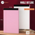 Roneky Pink Legal Pads 8.5 x 11 Wide Ruled Notepads, 3 Pack Note Pads 8.5 x 11 Lined Paper Pink Writing Pads 30 Sheets per Notepad Double-Side Printed Colored Legal Pads for Home, Office, School