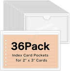 36 Pack 2" x 3" Index Card Holder Adhesive Plastic Label Holders Clear Tote Bag Labels Stickers for Organizing Storage Bins Library Card Shelves