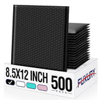 Fuxury 500 Pack Black Bubble Mailers 8.5x12" Bubble Envelopes Usable 8.5x11 Inch Strong Adhesion Padded Mailer Thick Padded Envelopes Mailers for Small Business Mailing Books Clothes Makeup Supplies