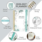 2026-2027 Planner - 18 Months Weekly & Monthly Planner from January 2026 - June 2027, Spiral Planners 2026-2027 with Elastic Closure, Inner Pocket, Medium 5.8" x 8.3", Teal Flower