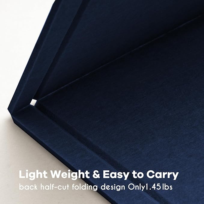 Lightomorrow Bulletin Board, 36 x 24 inches Felt Board - Decorative Pin Board, Cork Board Alternative for Wall, 3' x 2' Foldable Self-Adhesive Vision Board Prayer Board with 20 Pushpins - Dark Blue