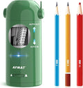 AFMAT Electric Pencil Sharpener, Fully Automatic Pencil Sharpener for Classroom, Robot Sharpeners for 7-11.5mm No.2/Jumbo/Colored Pencils, Auto in & Out, Rechargeable & Cordess, Hands-Free, PSX5,Green