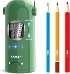 AFMAT Electric Pencil Sharpener, Fully Automatic Pencil Sharpener for Classroom, Robot Sharpeners for 7-11.5mm No.2/Jumbo/Colored Pencils, Auto in & Out, Rechargeable & Cordess, Hands-Free, PSX5,Green