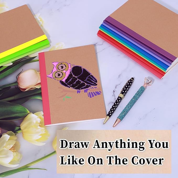 24 Pack Kraft Notebooks, Journals in Bulk for Writing, Blank Paper Sketchbooks, 60 Pages Notebook, 8.3x5.5 Inch, A5 Size, Travel Journal Set, for Gifts, Students and Office Supplies
