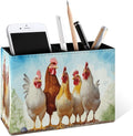 Famame Chicken Roosters Farm Animals Pencil Holder for Desk, Leather Desktop Container Pen Cup Storage Study Table Pen Organizer Makeup Brush Holder for Classroom Office Home