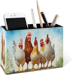 Famame Chicken Roosters Farm Animals Pencil Holder for Desk, Leather Desktop Container Pen Cup Storage Study Table Pen Organizer Makeup Brush Holder for Classroom Office Home