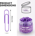 Jumbo Paper Clips, 2 Inch Large Paper Clip, 100 pcs Paperclips (Jumbo, Purple)