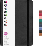 PAPERAGE Softcover Lined Journal Notebook (Black), 160 Pages, Medium College Ruled Notebook, 5.6 inches x 7.9 inches - 100 GSM Thick Premium Paper, Soft Vegan Leather Journal for Home, Work & School