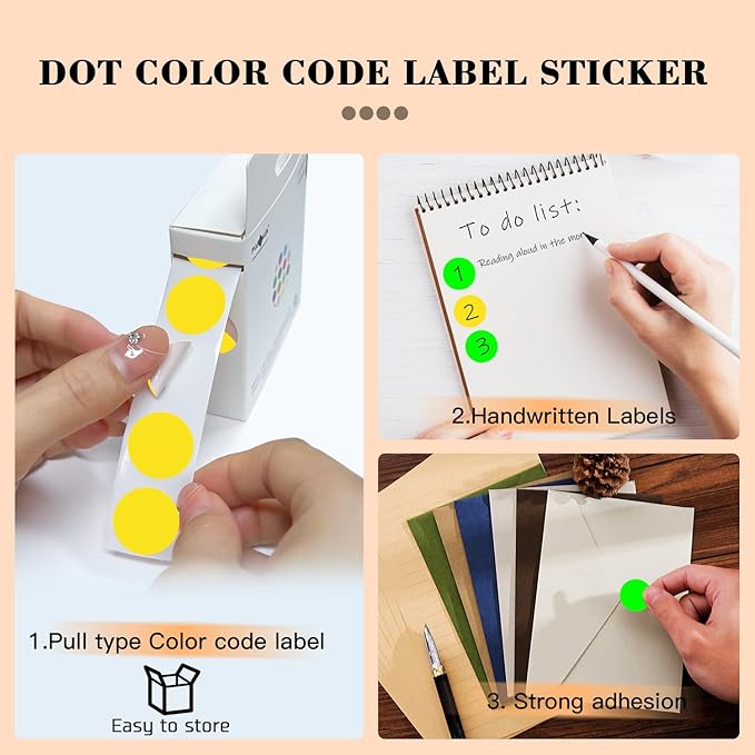 PARLAIM 2 Rolls 2000PCS 3/4" Round Circle Color-Code Dot Stickers,2 Color Style Colorful Coding Label Sticker for Home Office Classroom(Fluorescent Green+Yellow)