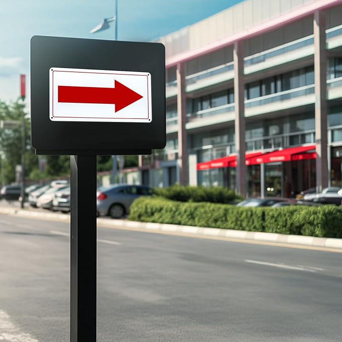 Red Arrow Sign Aluminum 10 x 5 Inch Heavy Duty Metal Waterproof Reflective Directional Sign for Outdoor 2 Pack