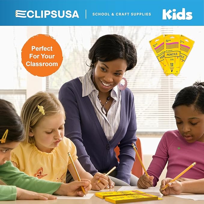 E-CLIPS USA Pre-Sharpened Pencils Bulk Pencil #2 School Supplies Bulk Number 2 pencils Office Supplies Bulk 12 Pencil Per Box (80 Pack)