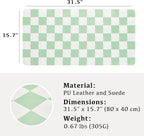 Ohocut Checkered Desk Mat, 31.5" x 15.7" Large Cute Sage Green Aesthetic Retro Accessories PU Leather Computer Laptop Desk Mat, Mouse Keyboard Pad, Desk Writing Makeup Mat for Vanity/Work/Home Decor