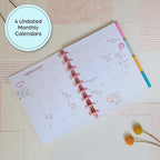 Happy Planner Undated Plans + Notes Monthly Planner Notebook Journal, 4-Month Planner, Good Going Theme, Classic Size, 95 Pages, 4 Dividers, 12 Planner Sticker Sheets, 7" x 9 3/4"