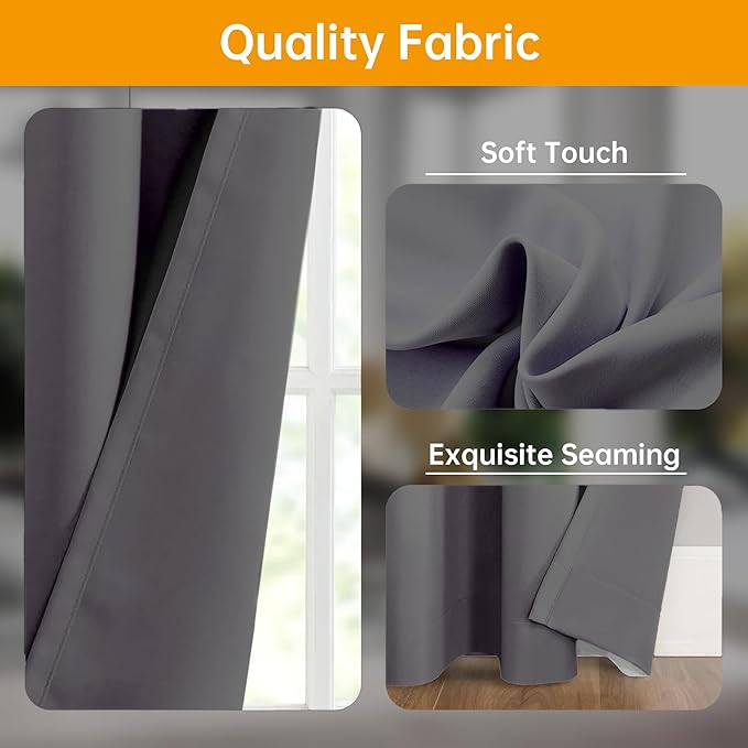 hoeflife Room Divider Curtains Blackout Floor to Ceiling Curtain with Hook Wall Mount Sliding Door Curtains Ceiling Mount Extra Wide Curtain Wall Divider for Room Separation (Grey, W100 x H108 Inch)