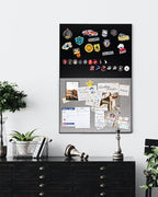 Lightomorrow Bulletin Board 36 x 24 inches, Black Board & Grey Fabric Board Combo, Black Aluminum Framed Linen Vision Board with 10 Push Pins
