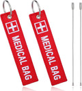 Medical Alert Tags for Bag, 2 Pcs Medical Equipment Device Luggage Id Tag Double-Sided Travel Bags Tags Reusable Red Bags Keychain Label for Backpack Luggage Suitcase Purse, Red
