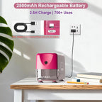 AFMAT Electric Pencil Sharpener, Cordless & Rechargeable, Heavy Duty Classroom Pencil Sharpeners for 6-11 mm Pencils, Auto Stop, 2s Fast Sharpening, Battery Powered, 10,000 Sharpenings, Pink, PSD3