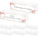 Cubicle Name Plate Holders Cubicle Name Plate Sign Holder Name Plate Bracket Double Sided Nameplates for Walls 2X8 PET Material Changeable Cubicle Name Plate Holder for School Office (8)