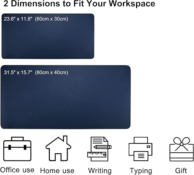 SUJAYU Dual Sided PU Leather Desk Pad, Mouse Pad, Office Desk Mat, Non-Slip Laptop Desk Pad, Waterproof Desk Writing Pad for Office and Home (31.5" x 15.7", Dark Blue + Yellow)