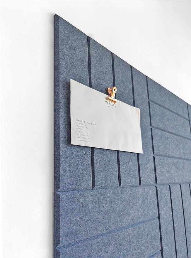 DECORITA Felt Bulletin Board Tiles | Modern Cork Board Alternative | Large Cork Boards for Walls | Aesthetic Felt Wall Panels for Office & Home Decor | Pinboard & Photo Board (12-Pack) | Denim Blue