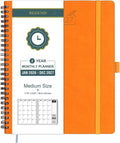 BEZEND Monthly Planner 2026-2027 (Spiral-7" x 9") 2 Year Calendar Book with Note Pages - Jan 26 to Dec 27-120 GSM Paper, Inner Pockets, Laminated Tabs, Vegan Leather Softcover - Orange