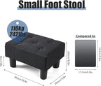 BRIAN & DANY Small Foot Stool, Linen Foot Stools with Legs, Stable Small Footstool for Living Room, Black