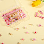 78 Pieces Push Pins Set Cute Thumb Tacks Decorative Flower Push Pins for Wall Cork Board Bulletin Boards with Storage Box（Pink Style）