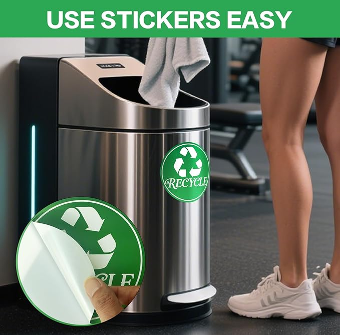 TINNALART Recycle Stickers for Trash Bins, 4-Pack Trash and Recycle Stickers, Green and Black (H1)