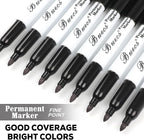 Buecs Permanent Markers, 60 Count Black Permanent Markers, Fine Point, Waterproof & Smear Proof Markers, Quick Drying, Office Supplies for School, Office, Home