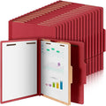 Skyygemm 36 Pcs Classification Folders Letter Size, 1 Divider Pressboard File Folder with Fasteners, Expanding File Organizer Bulk for School Teachers, Office Employee, Coworker, Staff (Red)