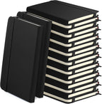 Honoson 20 Pack Lined Journal Notebooks A5 Hardcover Executive Notebook 5.5" x 8.3" PU Leather Wide Ruled Journals Bulk with Elastic Band for Home Business Office School Supplies(Black)