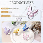 PATIKIL 2 Pcs Butterfly Crystal Paperweight, 75mm / 3 Inch Crystal Paperweight Paper Weight for Home Office Desktop Table Decor Wedding Party Jewelry Ornaments, Pink/Purple
