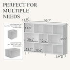 Chyanmoo Wood Cube Storage Organizer White Bookshelf - 3-Tier Freestanding Storage Cabinet with Legs for Home Office, 11-Cubes Open Shelf